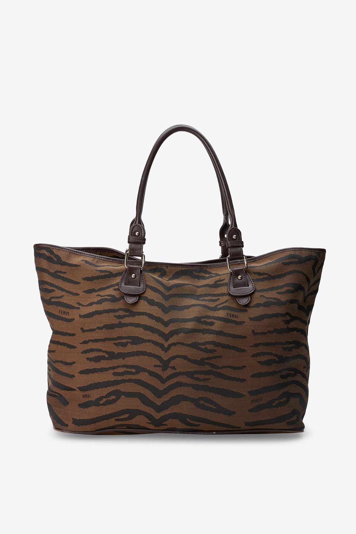 Vintage Fendi Tiger Print Canvas Tote Bag