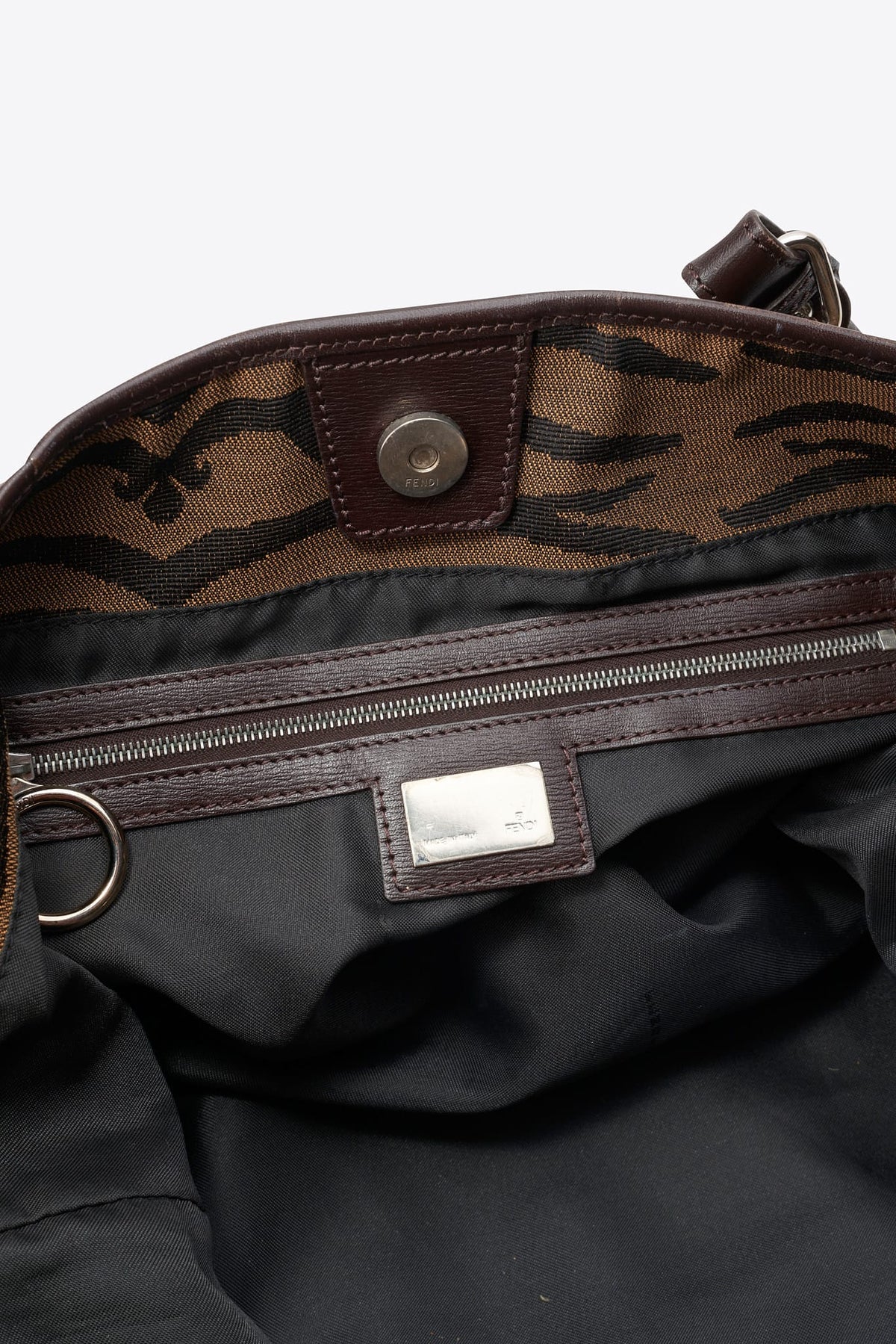 Vintage Fendi Tiger Print Canvas Tote Bag