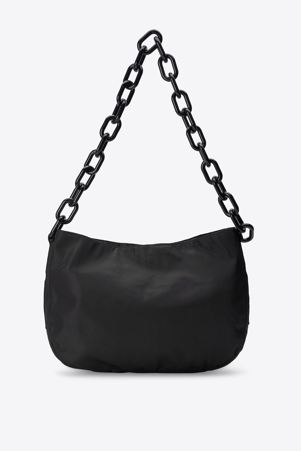 Vintage Prada Black Nylon Shoulder Bag With Resin Chain