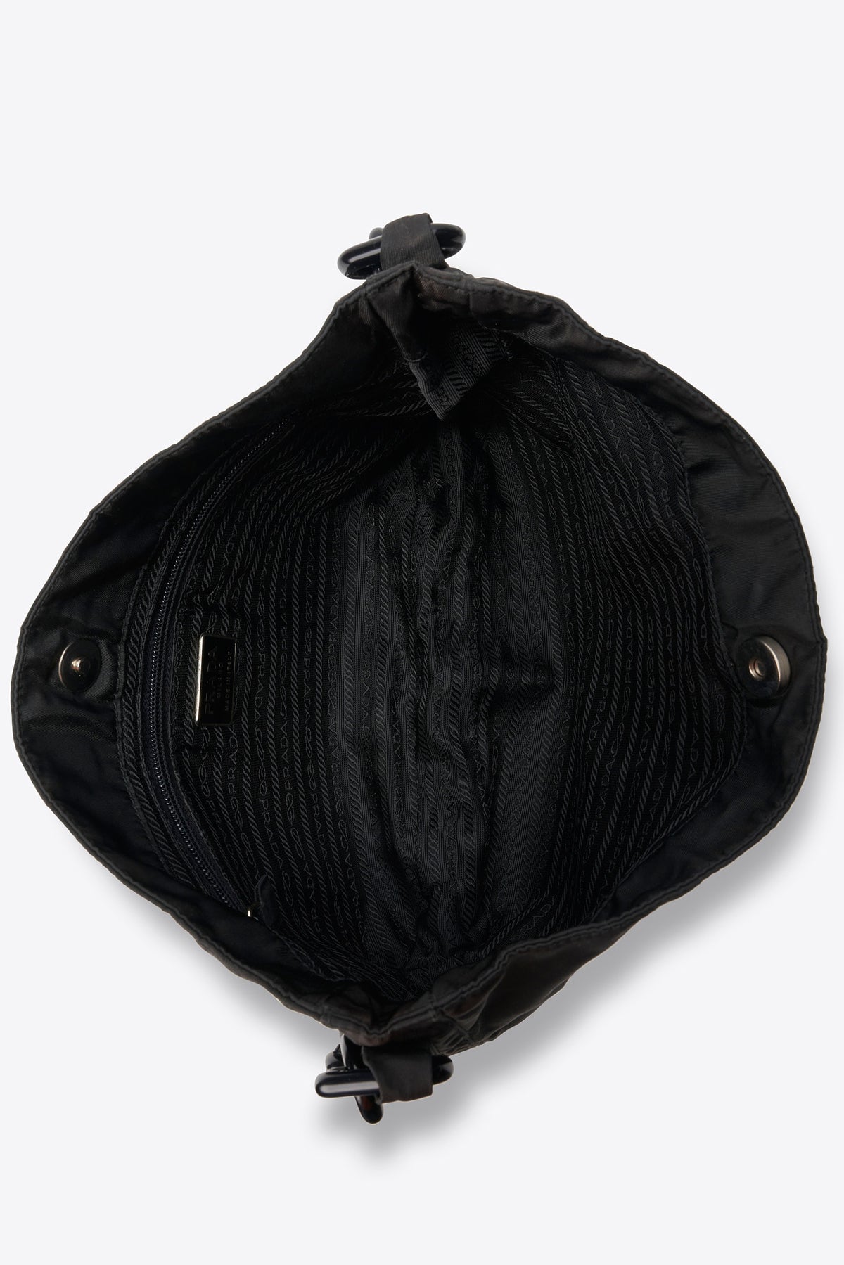 Vintage Prada Black Nylon Shoulder Bag With Resin Chain