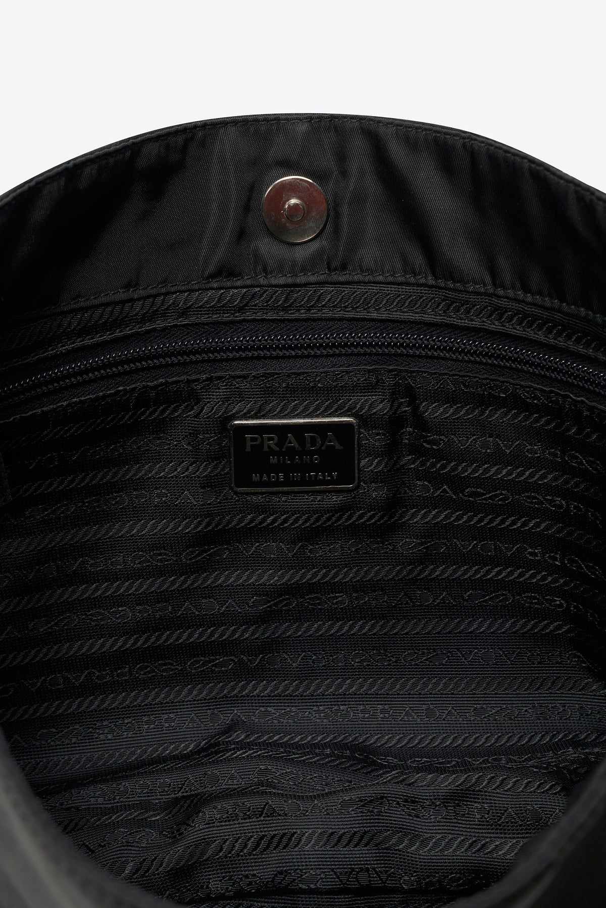 Vintage Prada Black Nylon Shoulder Bag With Resin Chain