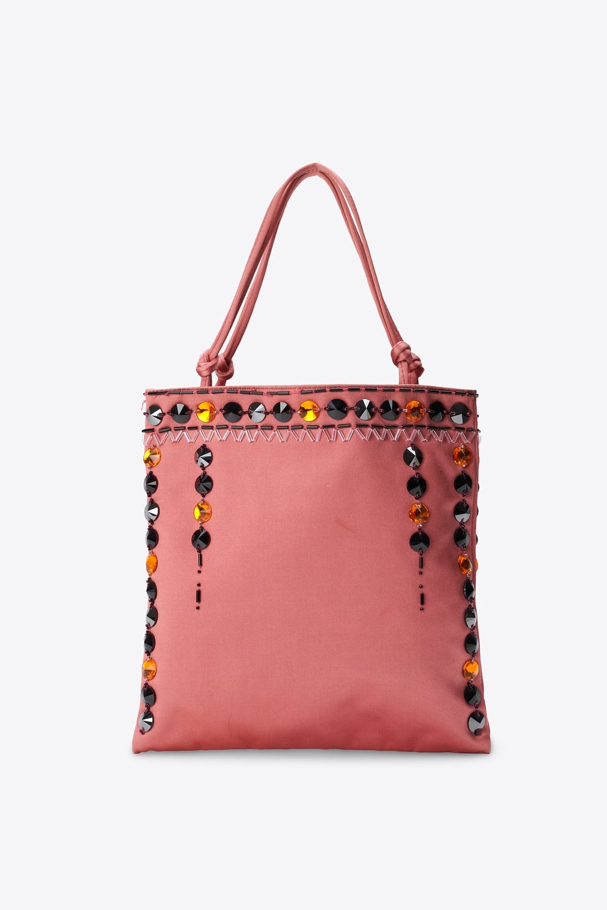 Vintage Prada Pink Satin Crystal Embellished Mini Tote Bag