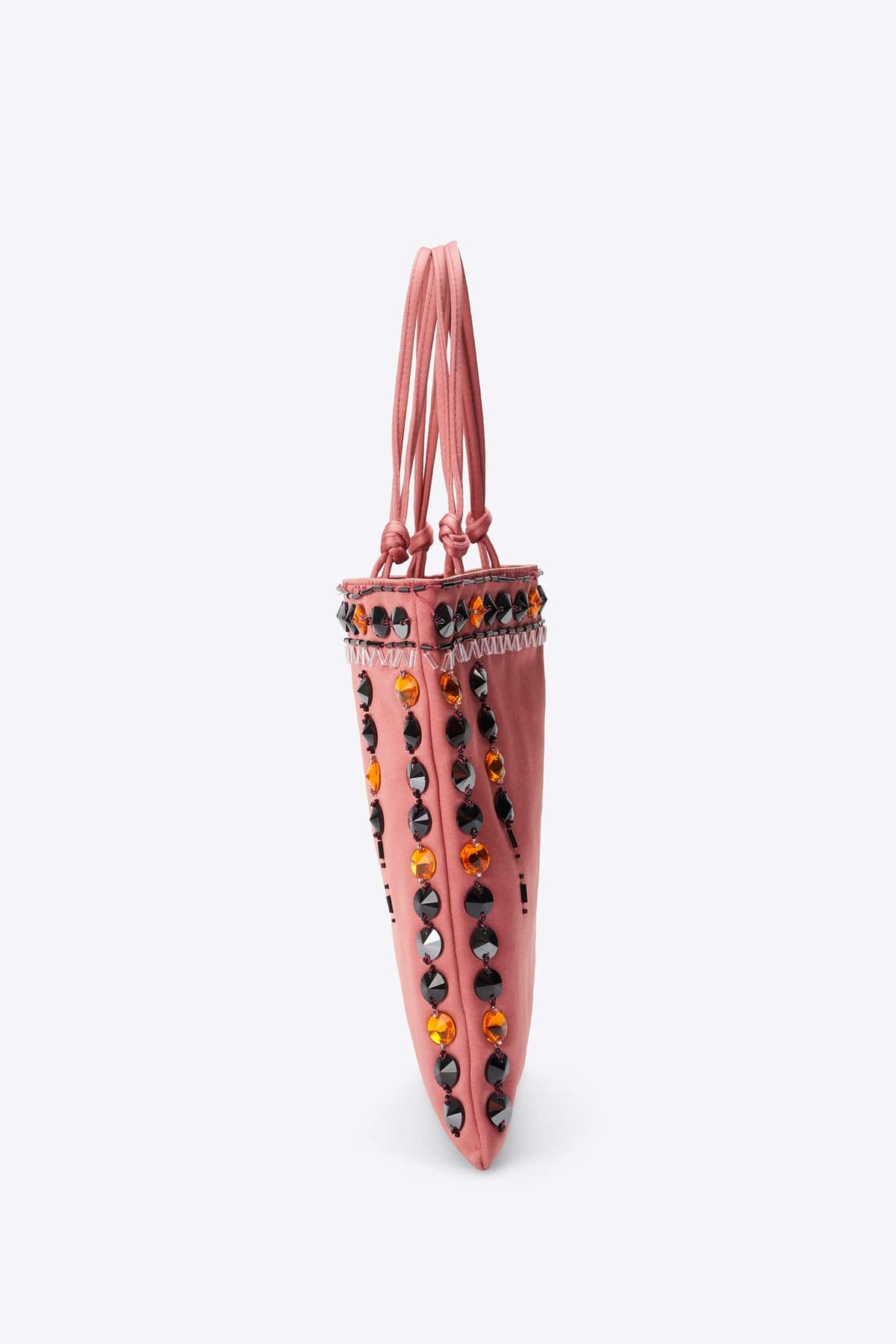 Vintage Prada Pink Satin Crystal Embellished Mini Tote Bag