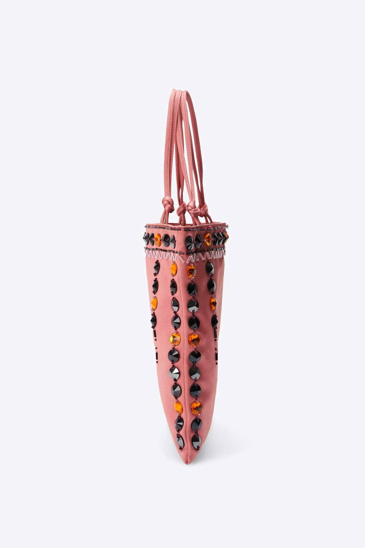 Vintage Prada Pink Satin Crystal Embellished Mini Tote Bag