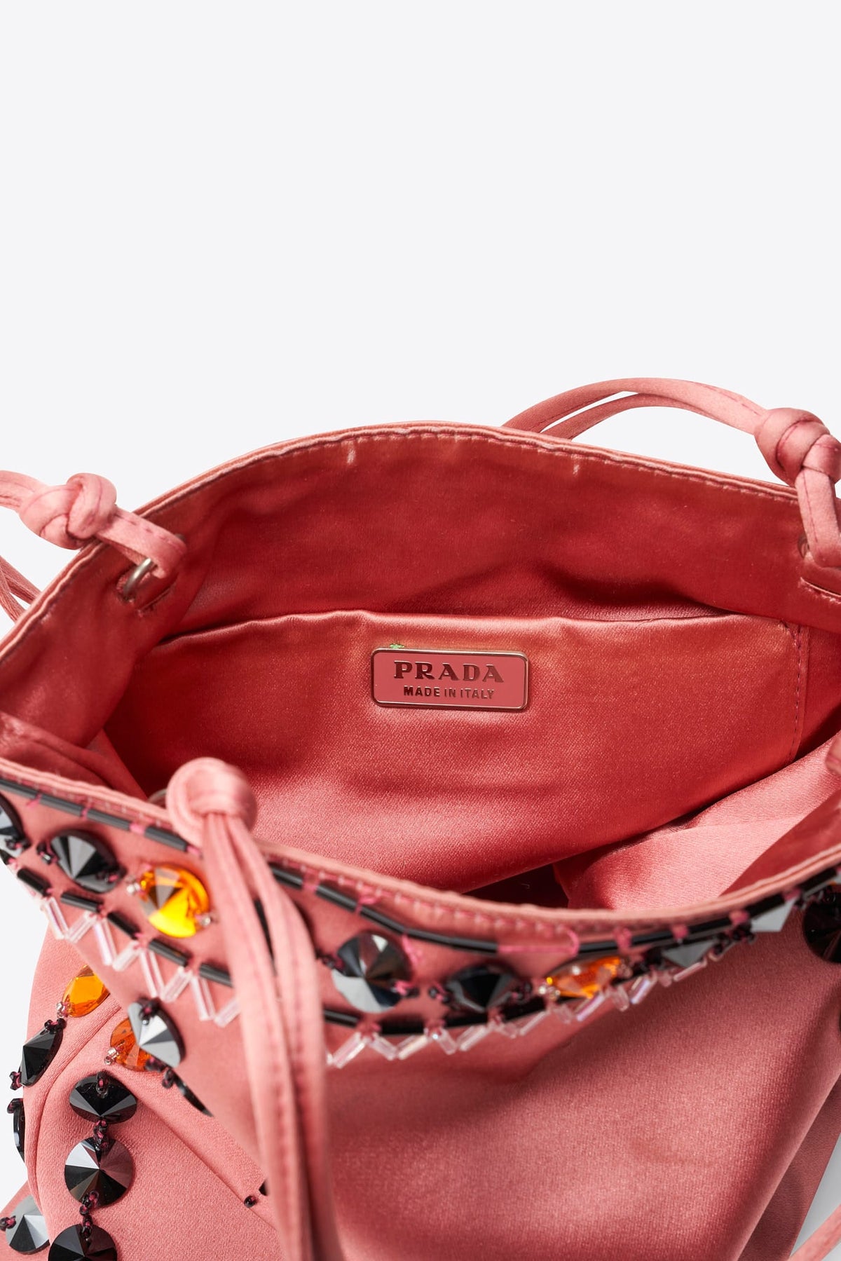 Vintage Prada Pink Satin Crystal Embellished Mini Tote Bag
