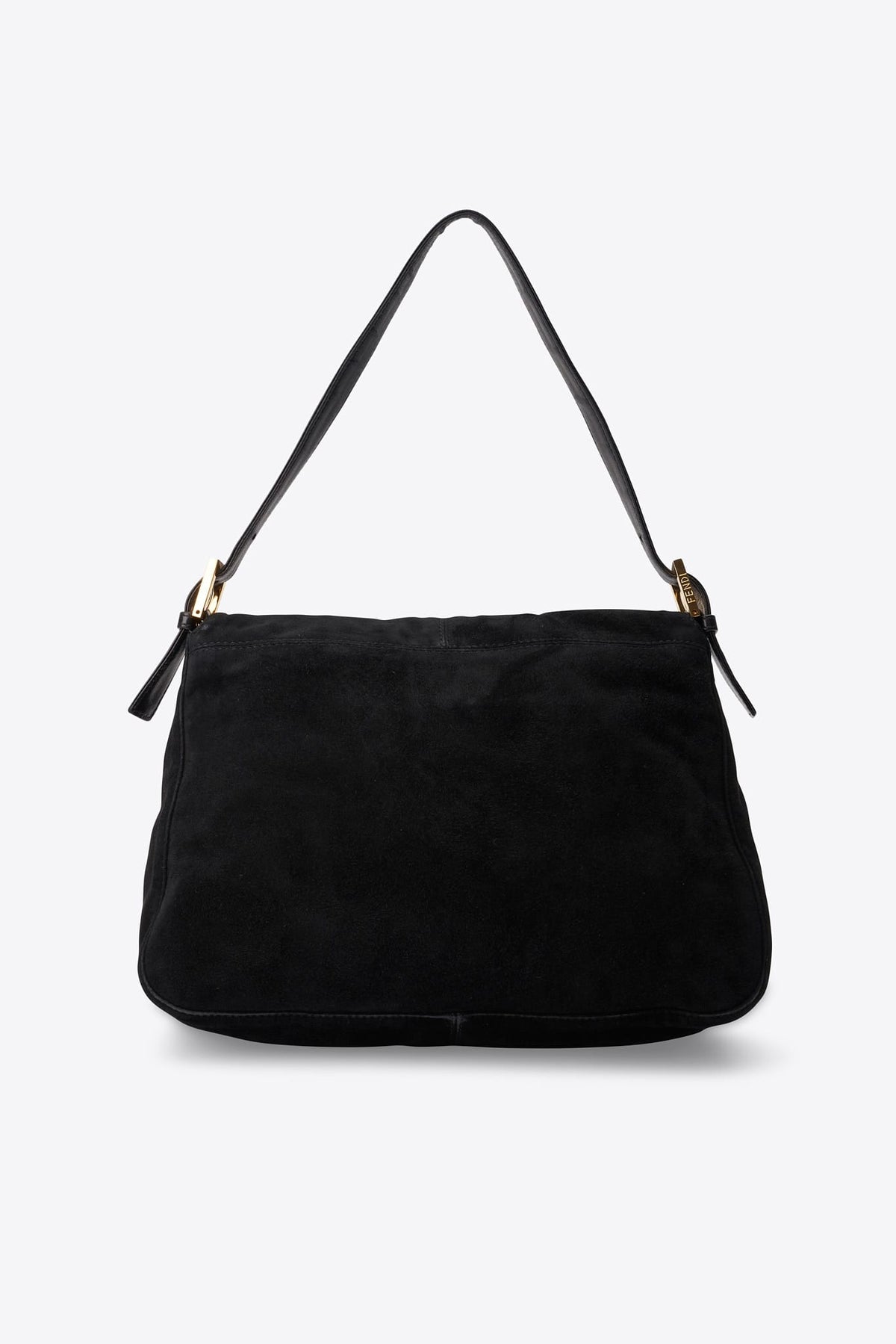 Vintage Fendi Black Suede Mamma Baguette Bag with Red Glitter FF Clasp