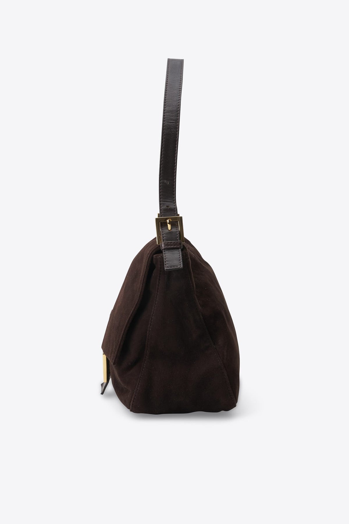 Vintage Fendi Brown Suede Mamma Baguette Bag