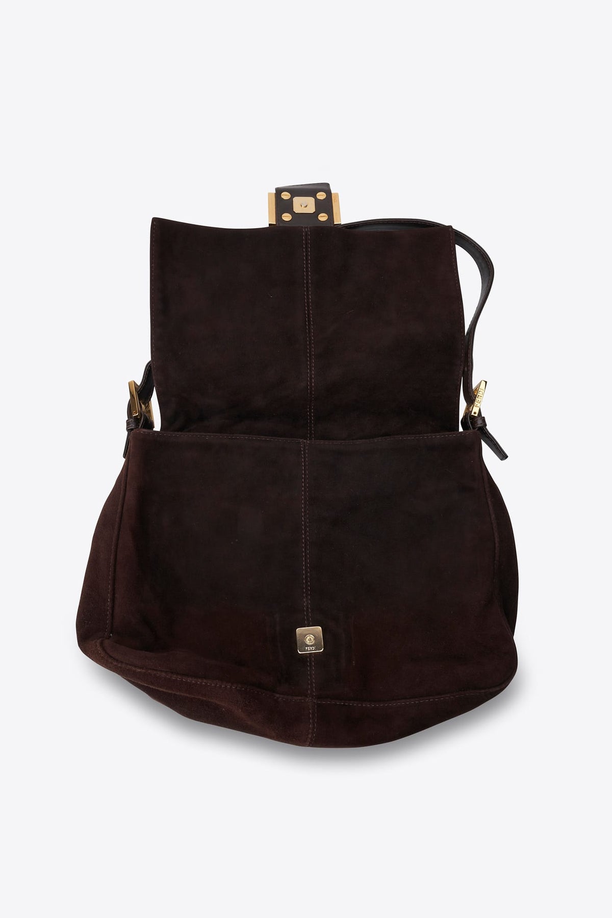 Vintage Fendi Brown Suede Mamma Baguette Bag