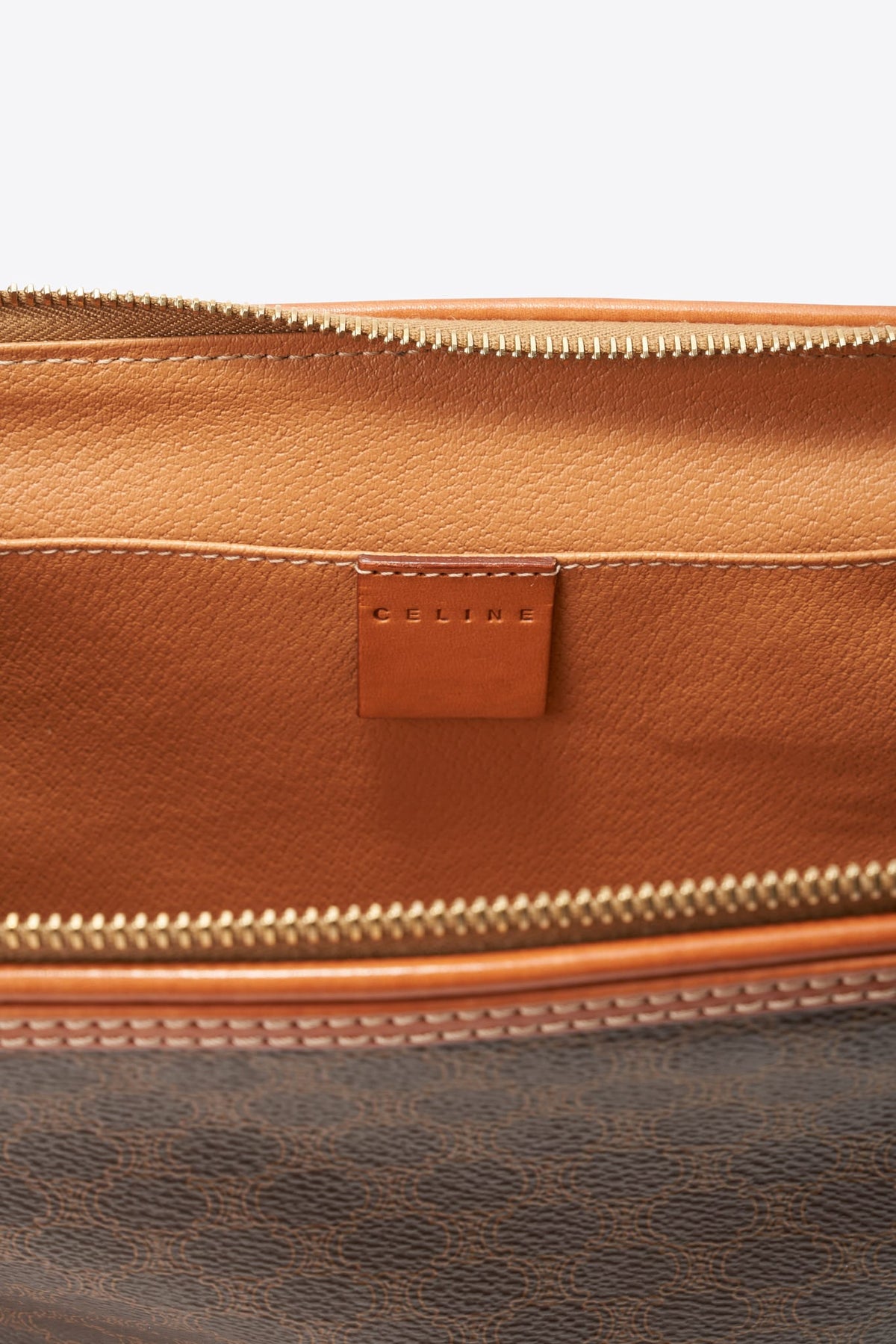 Vintage Celine Brown Macadam Canvas Clutch Bag