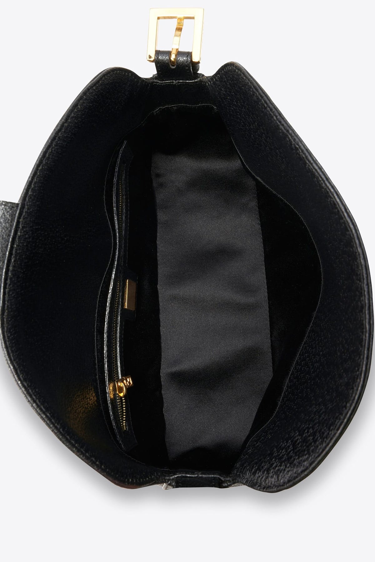 Vintage Fendi Black Leather Baguette with Turquoise FF Clasp