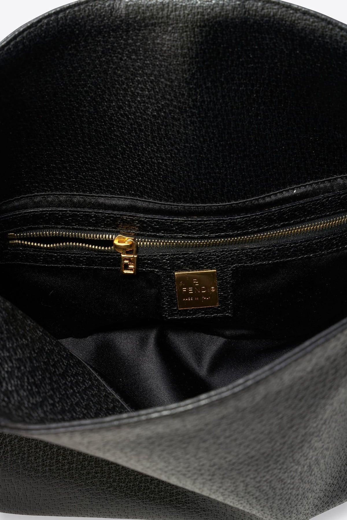 Vintage Fendi Black Leather Baguette with Turquoise FF Clasp