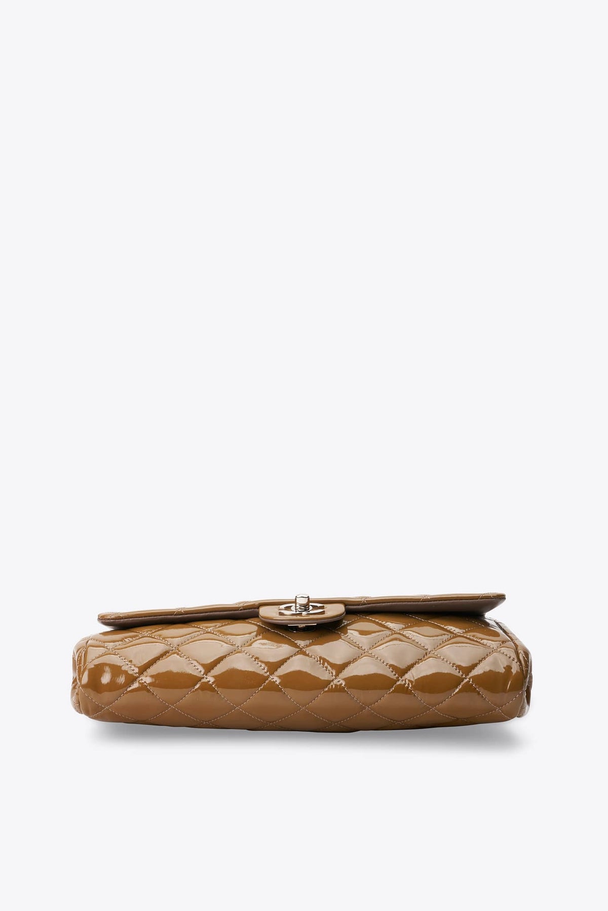 Vintage Chanel Olive Green Quilted Patent Leather Flap Shoulder Bag 2011