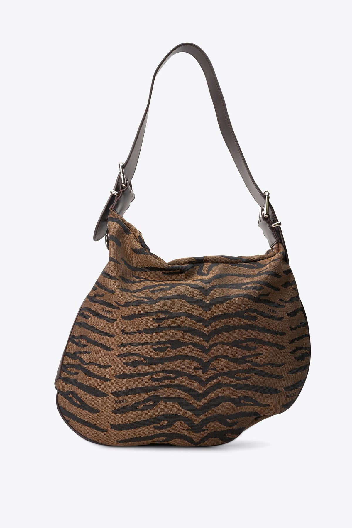 Vintage Fendi Tiger Print Jacquard Hobo Shoulder Bag