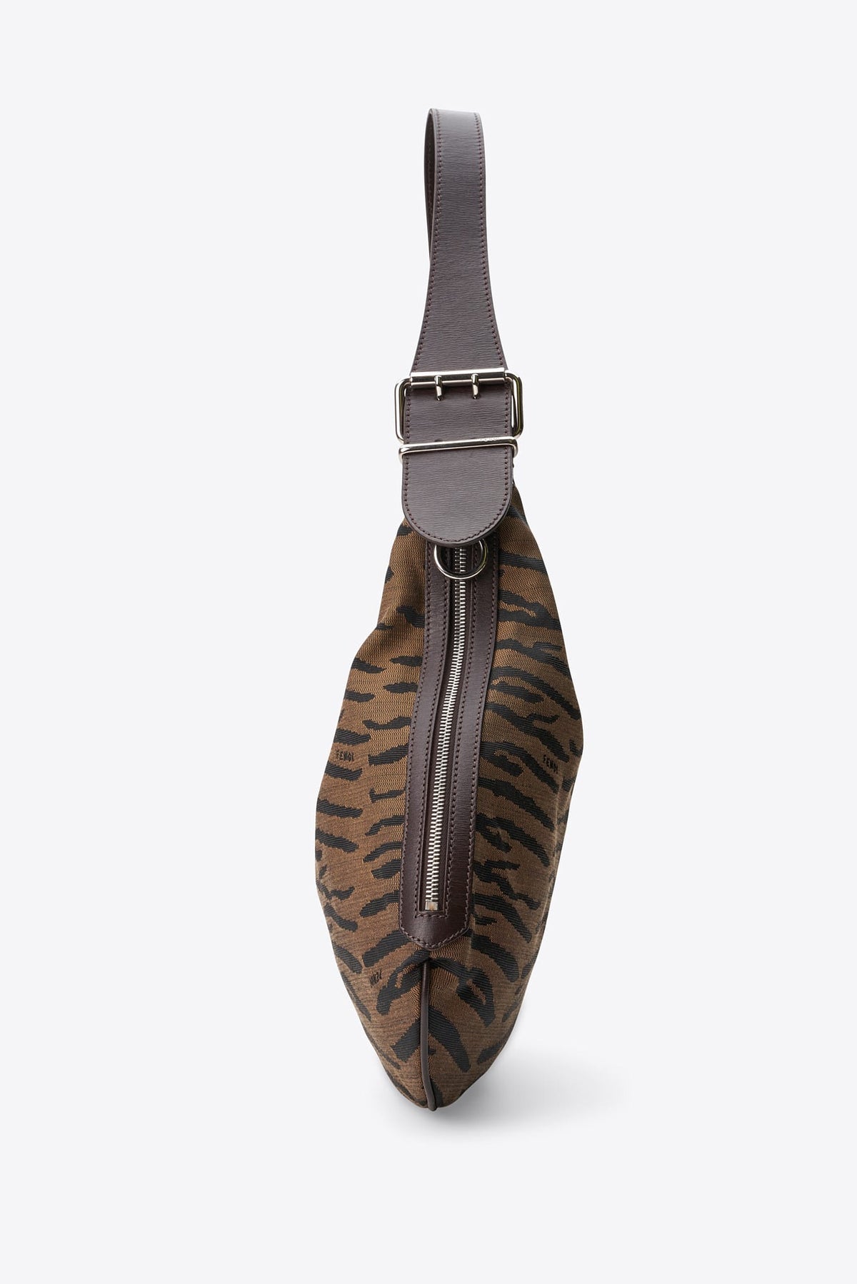 Vintage Fendi Tiger Print Jacquard Hobo Shoulder Bag