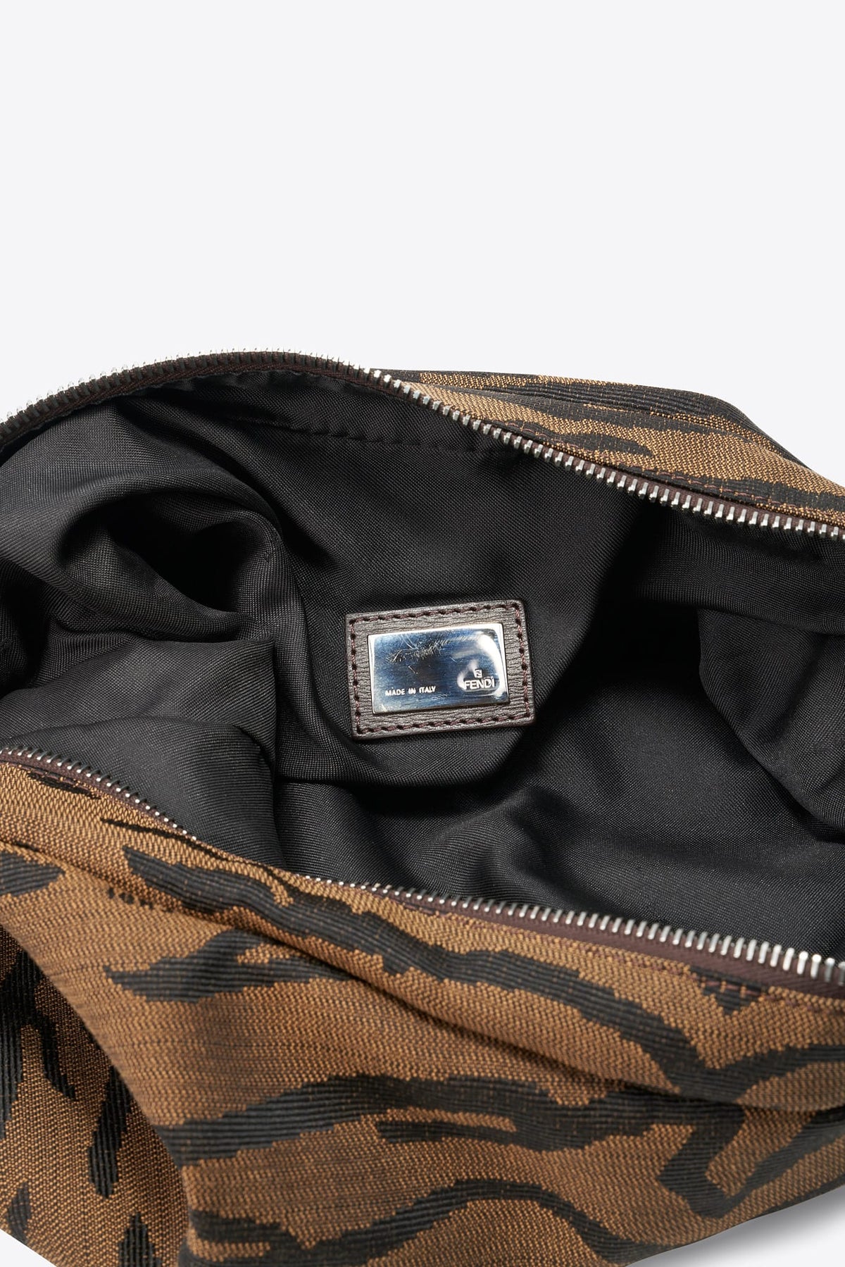 Vintage Fendi Tiger Print Jacquard Hobo Shoulder Bag