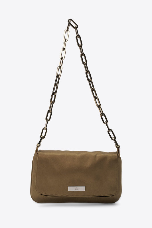 Vintage Gucci Olive Satin Chain Shoulder Bag