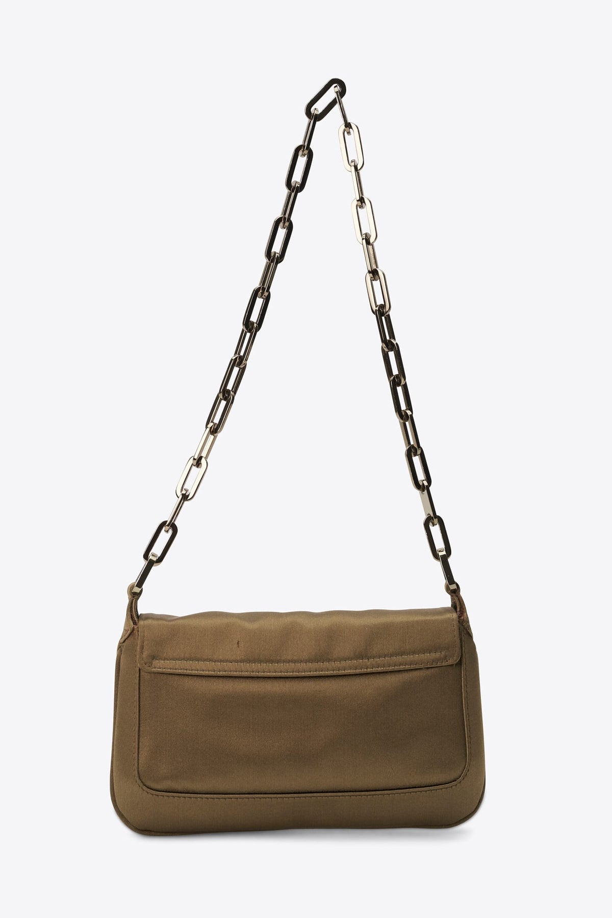 Vintage Gucci Olive Satin Chain Shoulder Bag