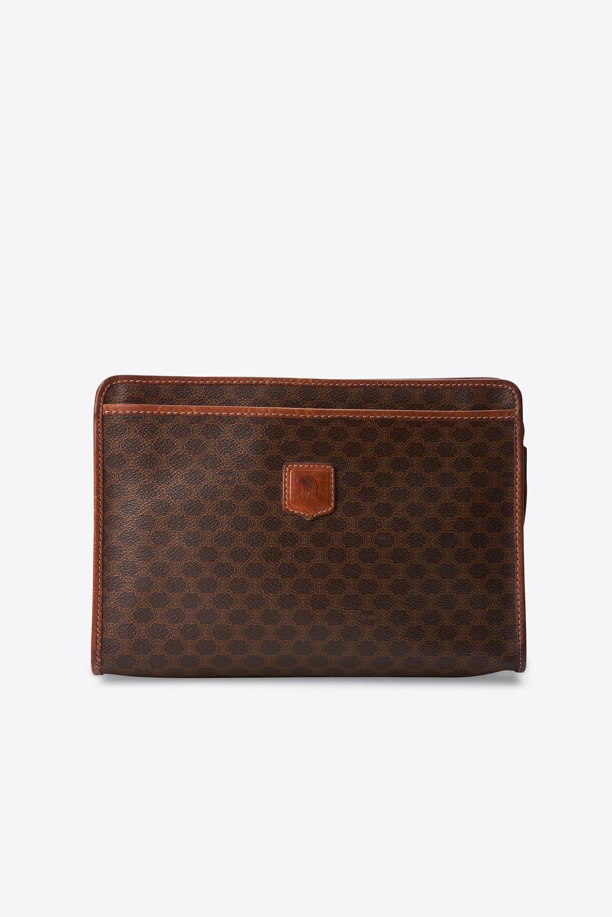 Vintage Celine Brown Macadam Canvas Clutch Bag