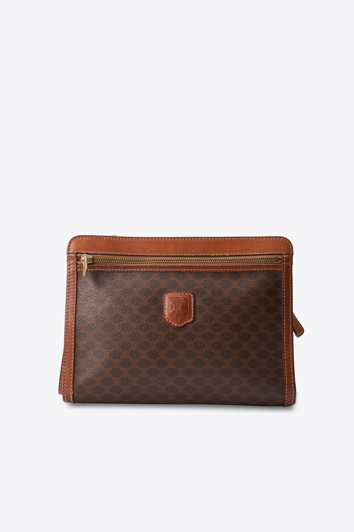Vintage Celine Brown Macadam Canvas Clutch Bag