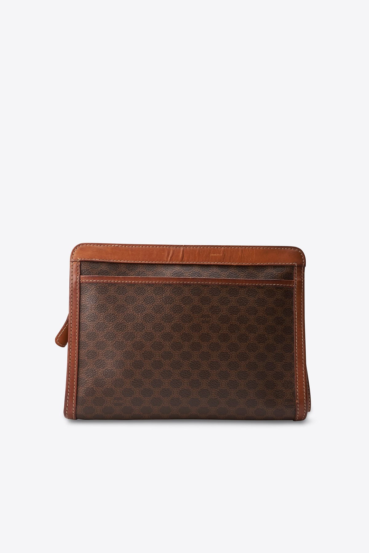 Vintage Celine Brown Macadam Canvas Clutch Bag