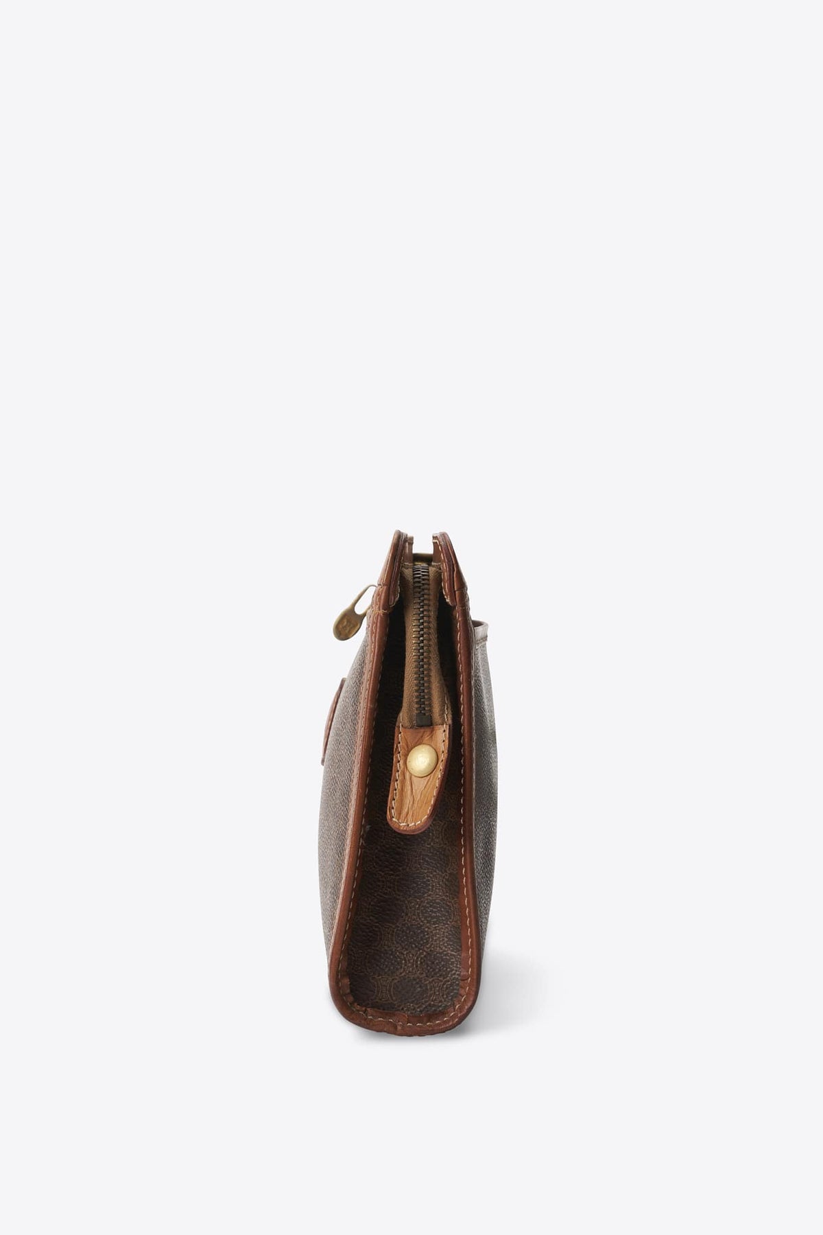 Vintage Celine Brown Macadam Canvas Clutch Bag