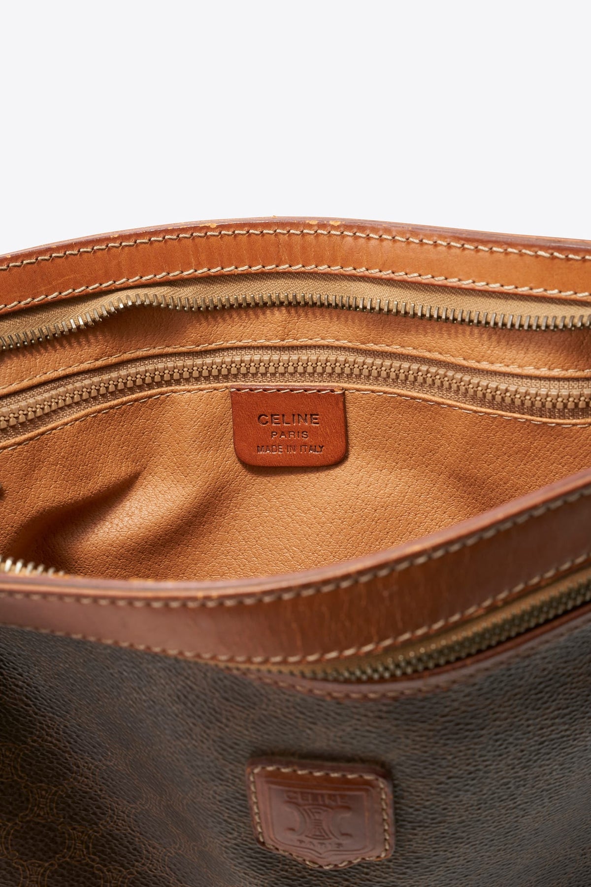 Vintage Celine Brown Macadam Canvas Clutch Bag