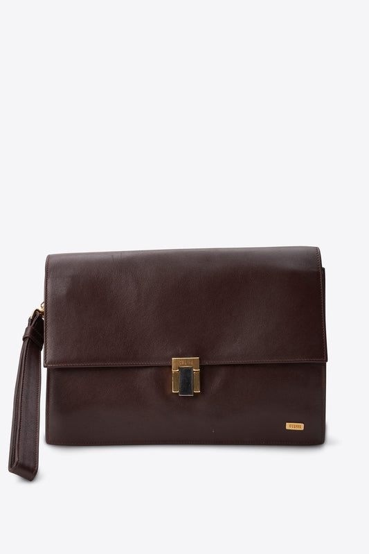 Vintage Celine Burgundy Leather Clutch Bag