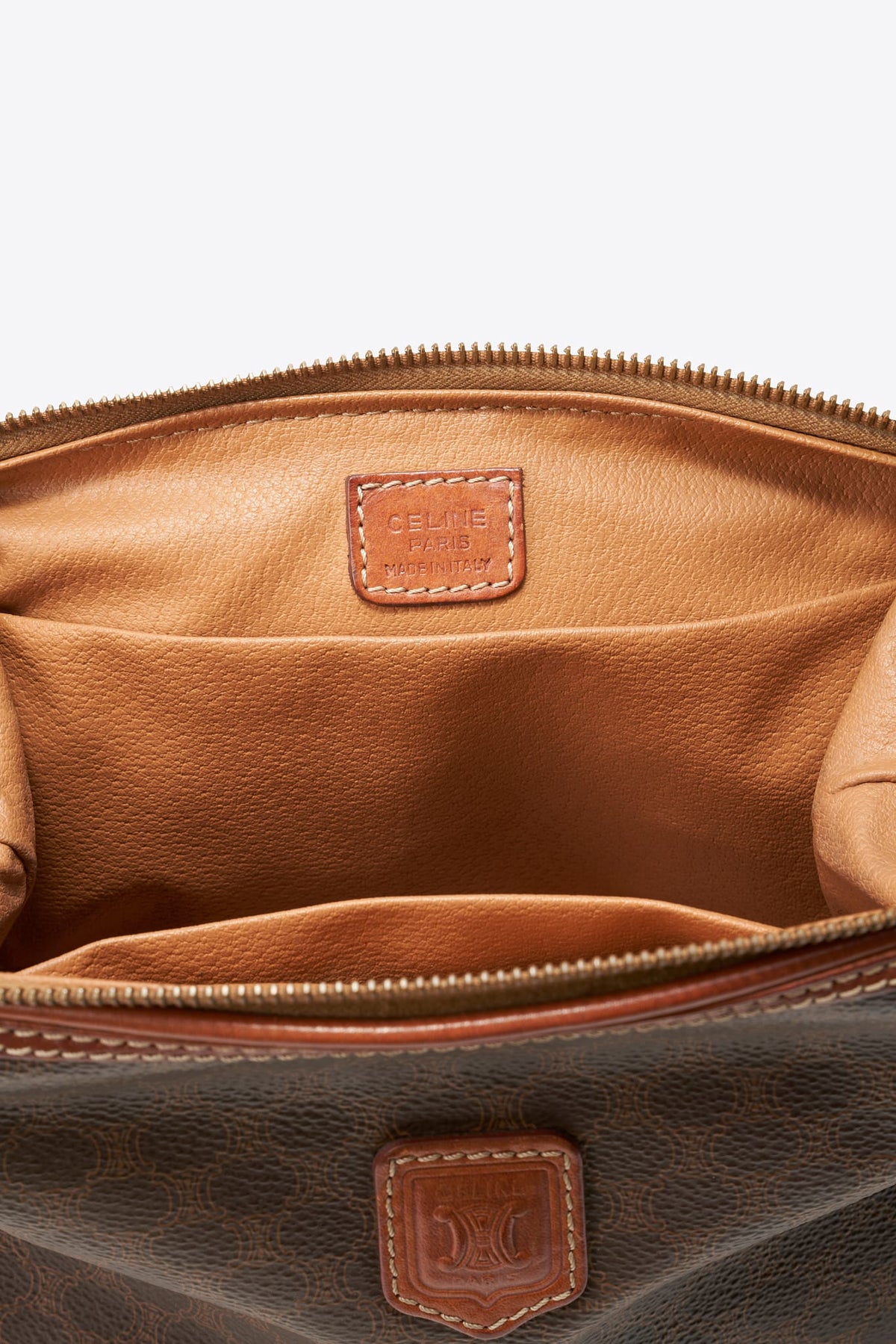 Vintage Celine Brown Macadam Canvas Clutch Bag