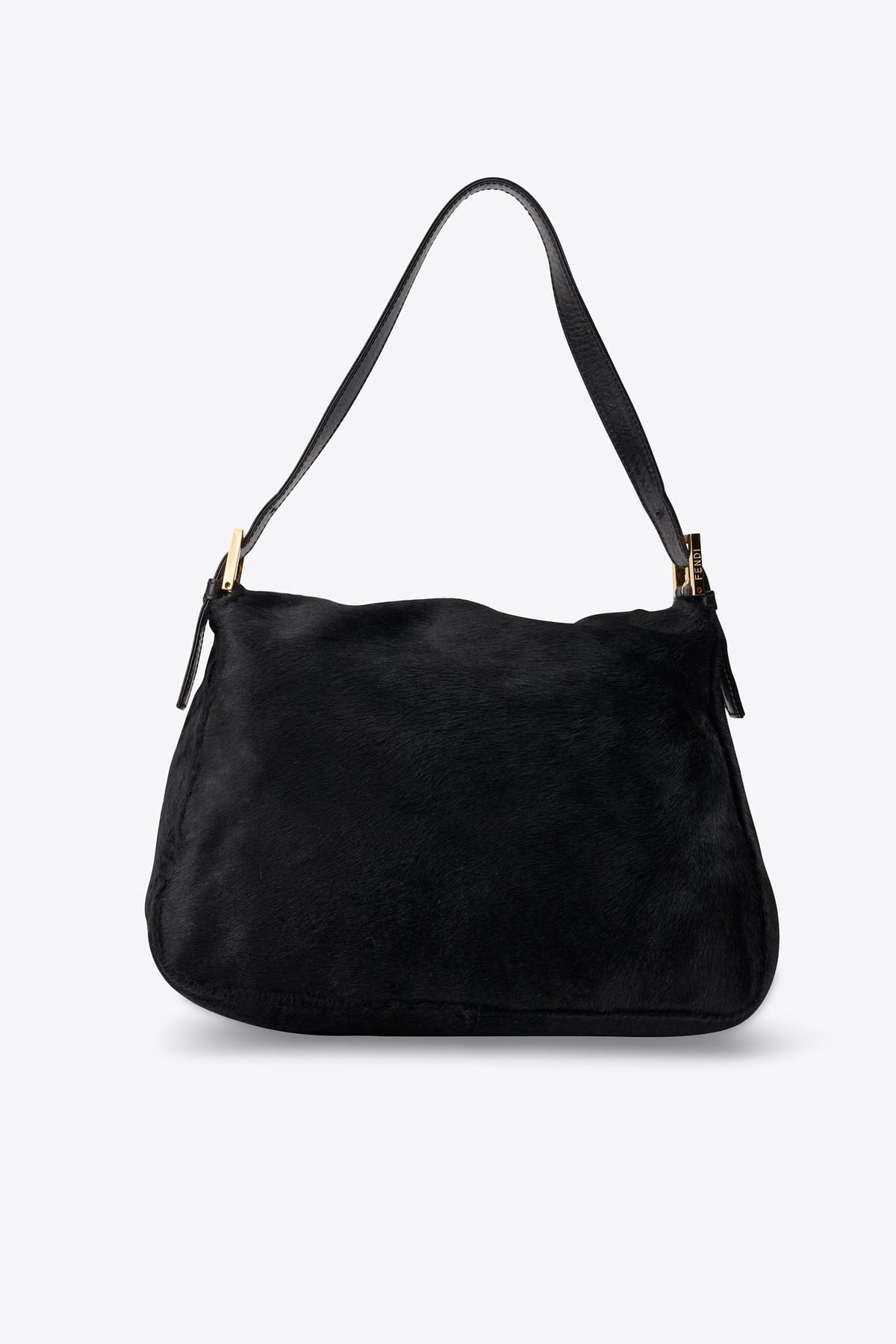 Vintage Fendi Black Calf Hair Mamma Baguette Bag