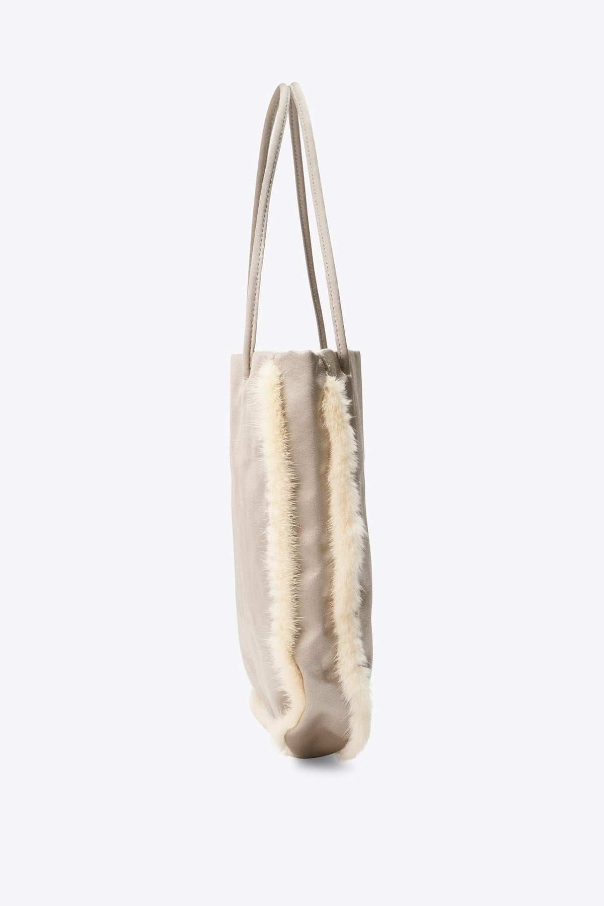 Vintage Prada Pearl Silk and Rabbit Fur Trim Tote Bag