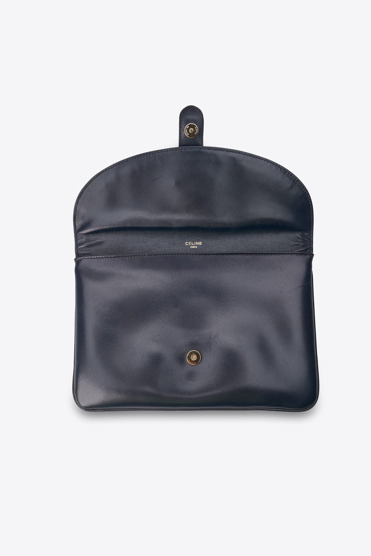 Vintage Celine Navy Leather Clutch Bag
