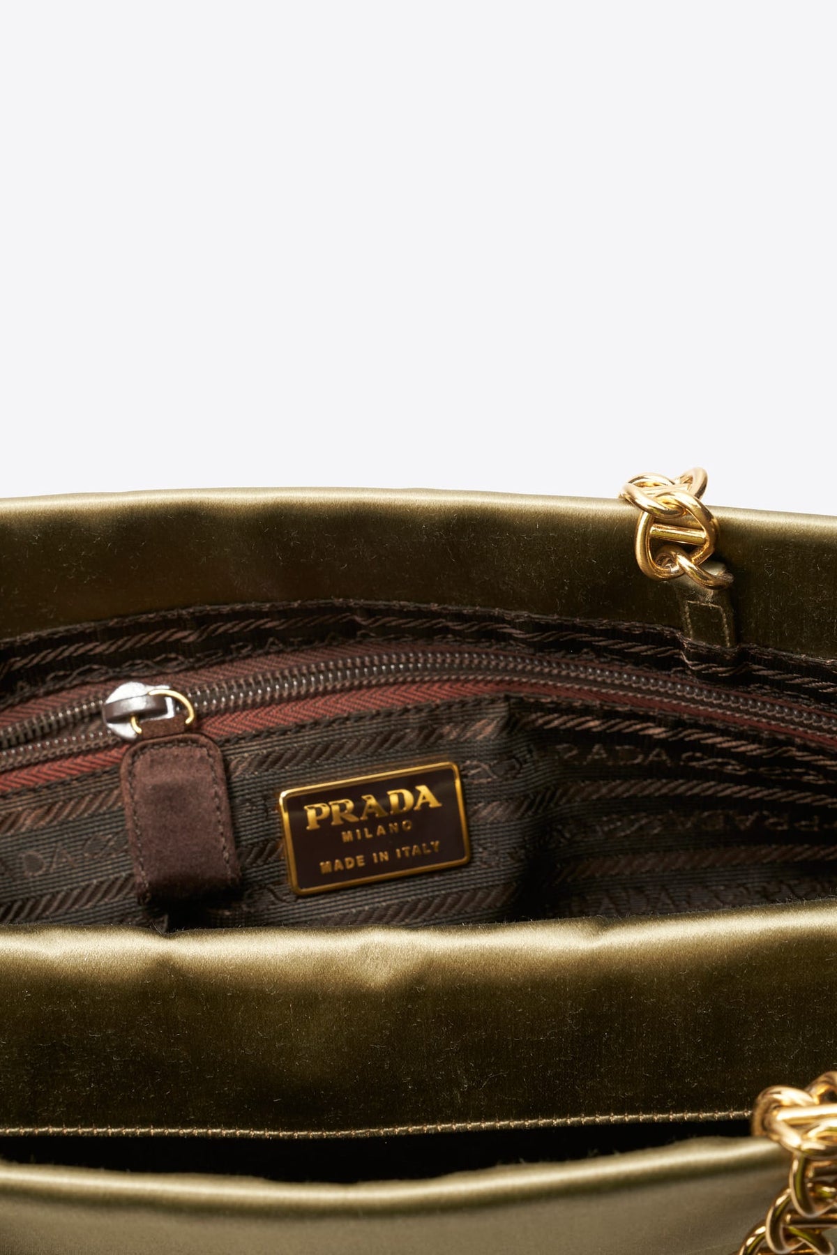 Vintage Prada Sage Green Satin Chain Tote Bag
