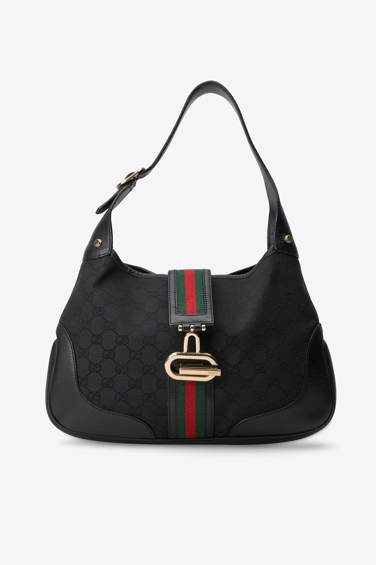 Vintage Gucci GG Black Canvas Shoulder Bag
