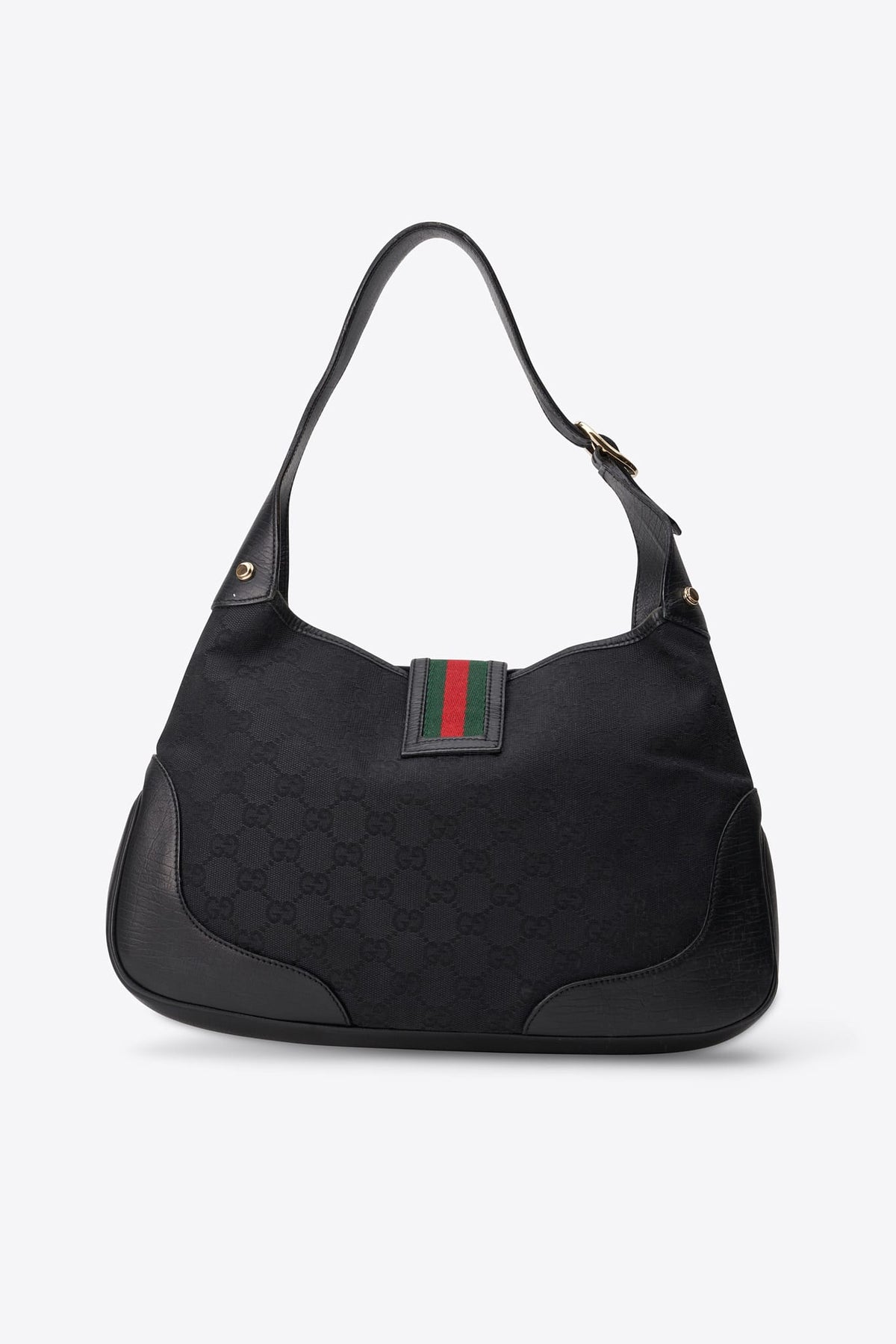 Vintage Gucci GG Black Canvas Shoulder Bag