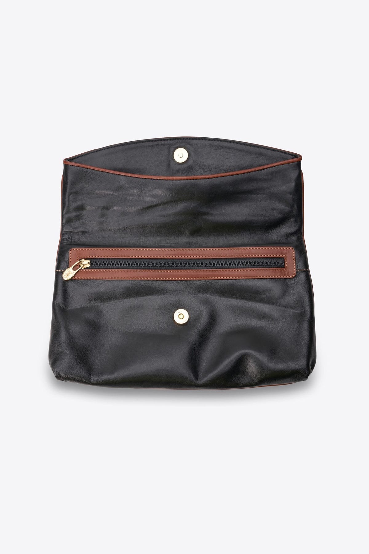 Vintage Celine Black Leather Triomphe Logo Clutch Bag