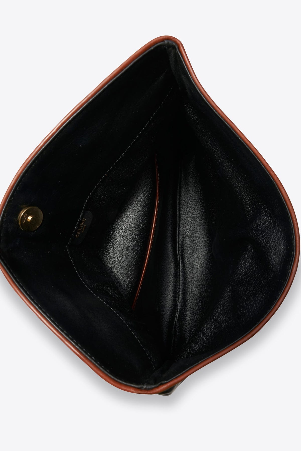 Vintage Celine Black Leather Triomphe Logo Clutch Bag