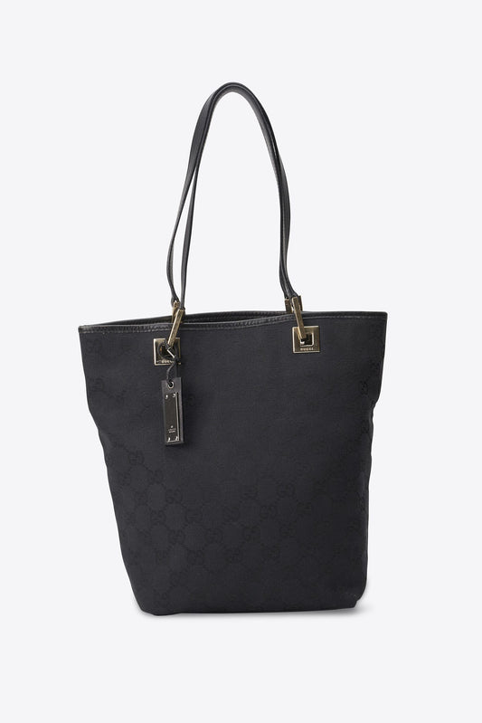 Vintage Gucci Monogram Tote Bag in Black GG Canvas