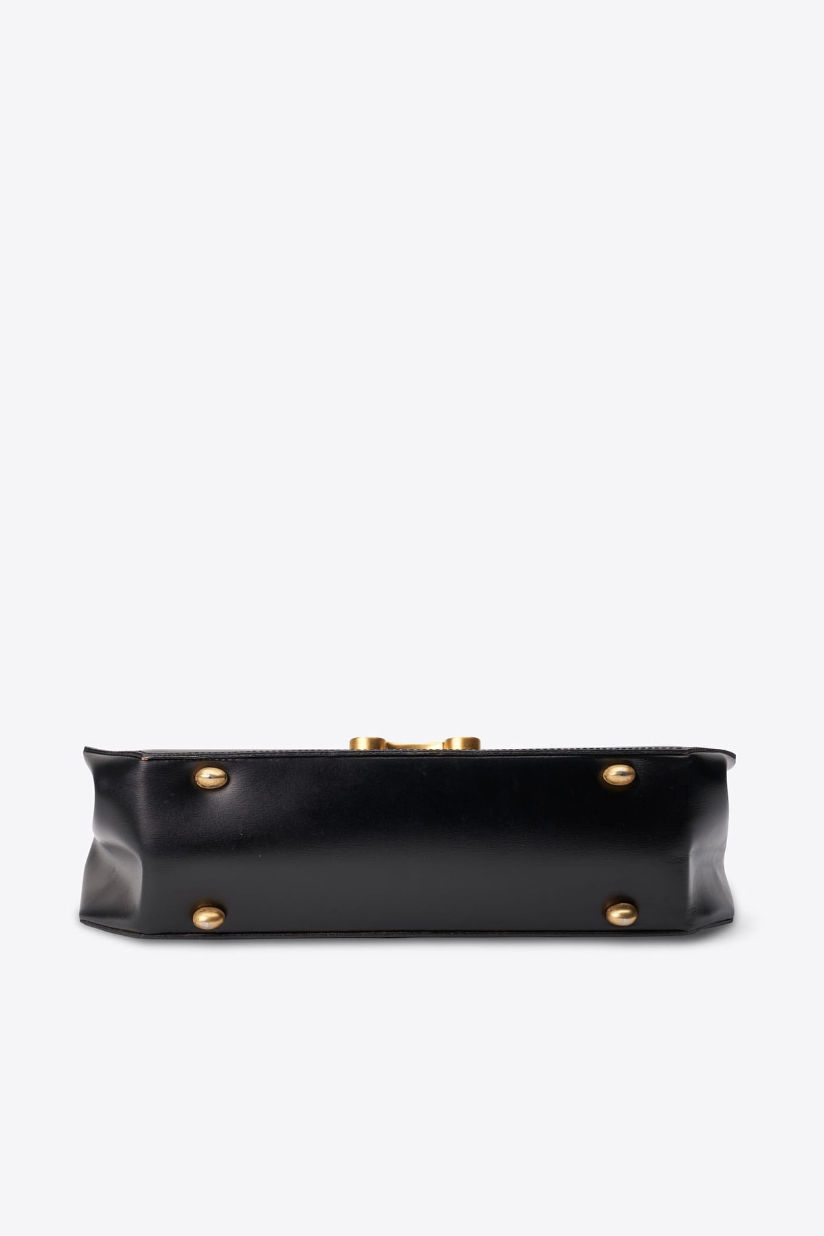 Vintage Celine Black Leather Triomphe Clasp Top Handle Bag