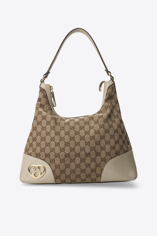 Vintage Gucci GG Cream Canvas Hobo Shoulder Bag