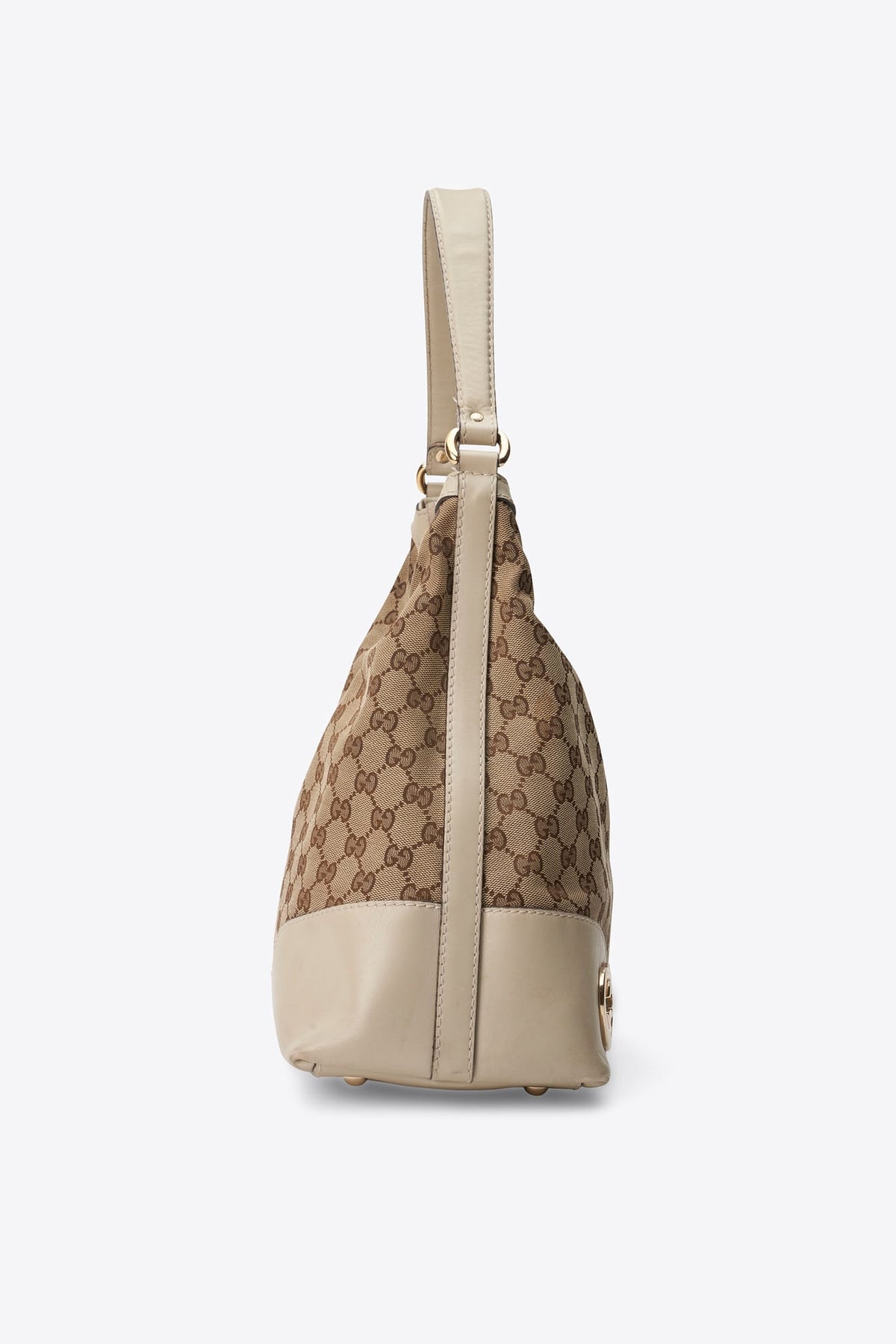 Vintage Gucci GG Cream Canvas Hobo Shoulder Bag