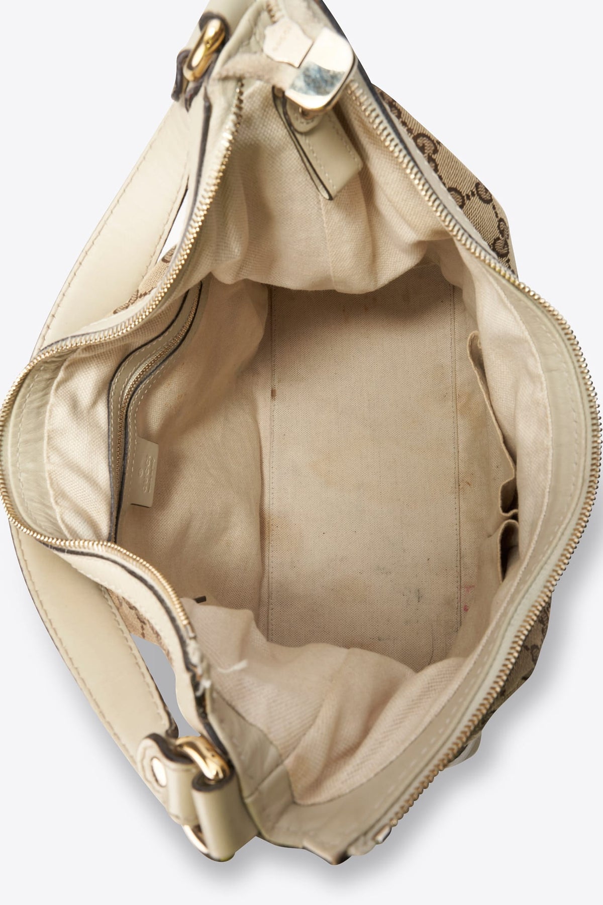 Vintage Gucci GG Cream Canvas Hobo Shoulder Bag