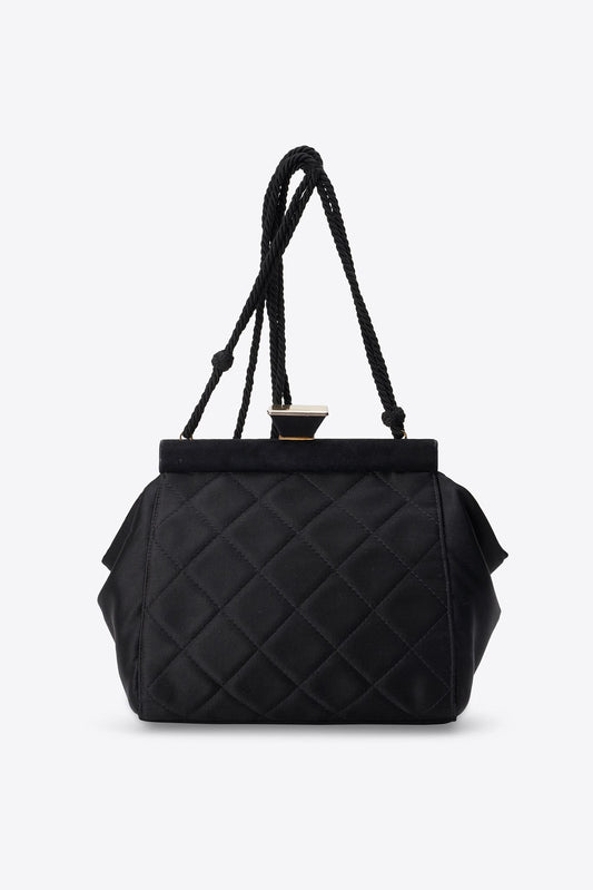 Vintage Prada Black Quilted Satin Frame Bag