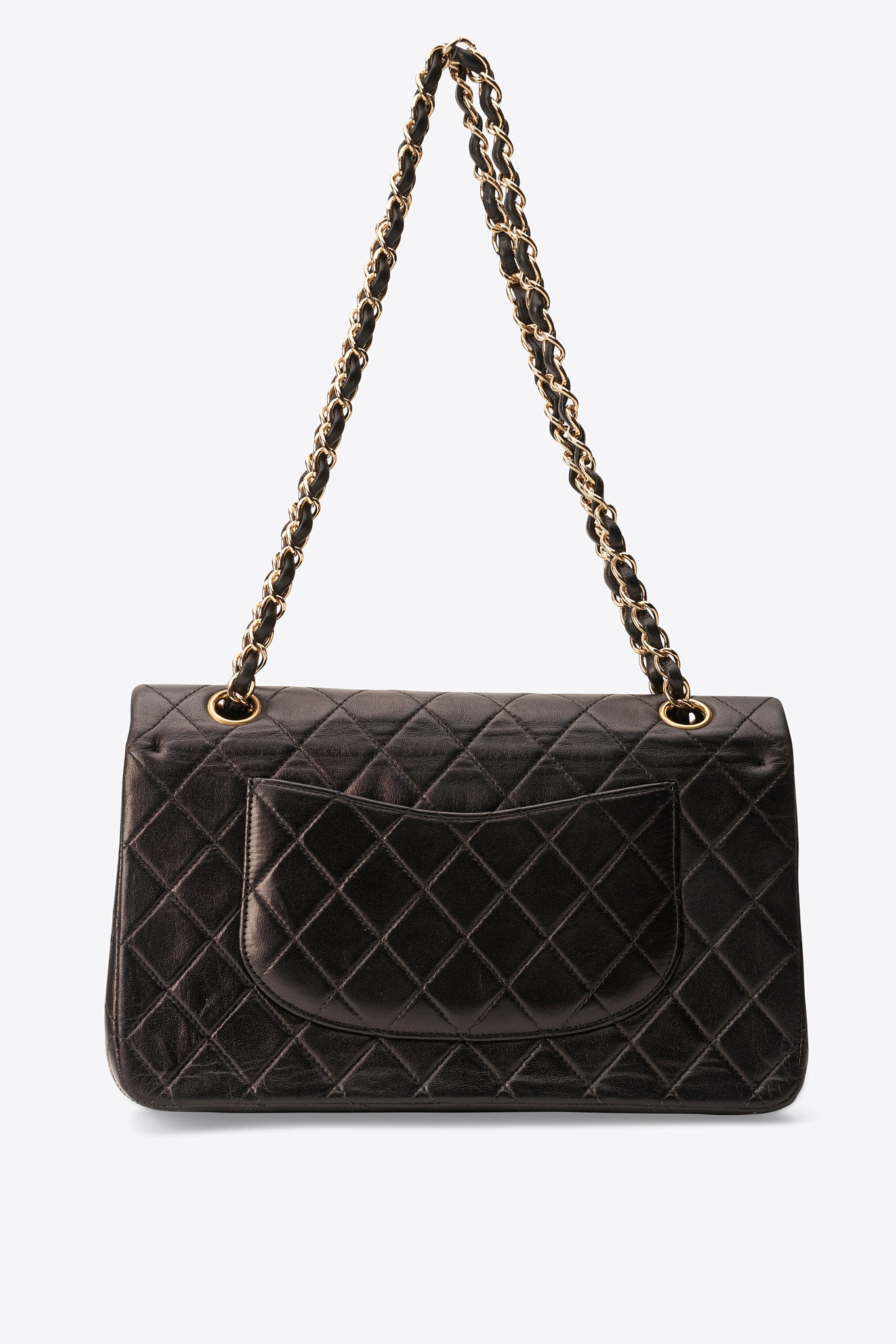 Vintage Chanel Medium Double Flap Bag Black Quilted Leather with 24k Gold Plated Hardware