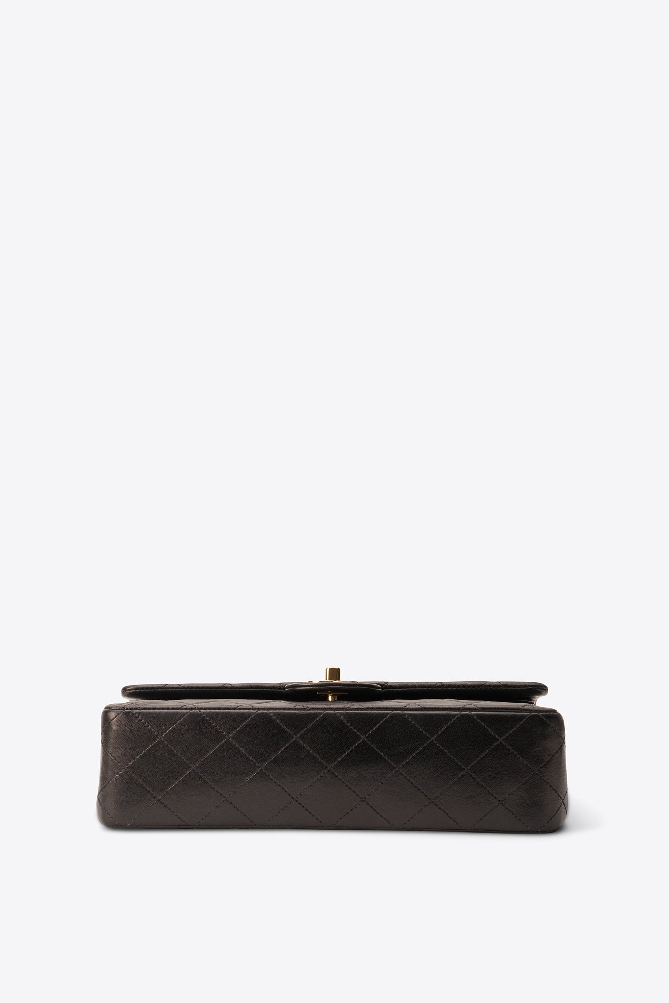 Vintage Chanel Medium Double Flap Bag Black Quilted Leather with 24k Gold Plated Hardware