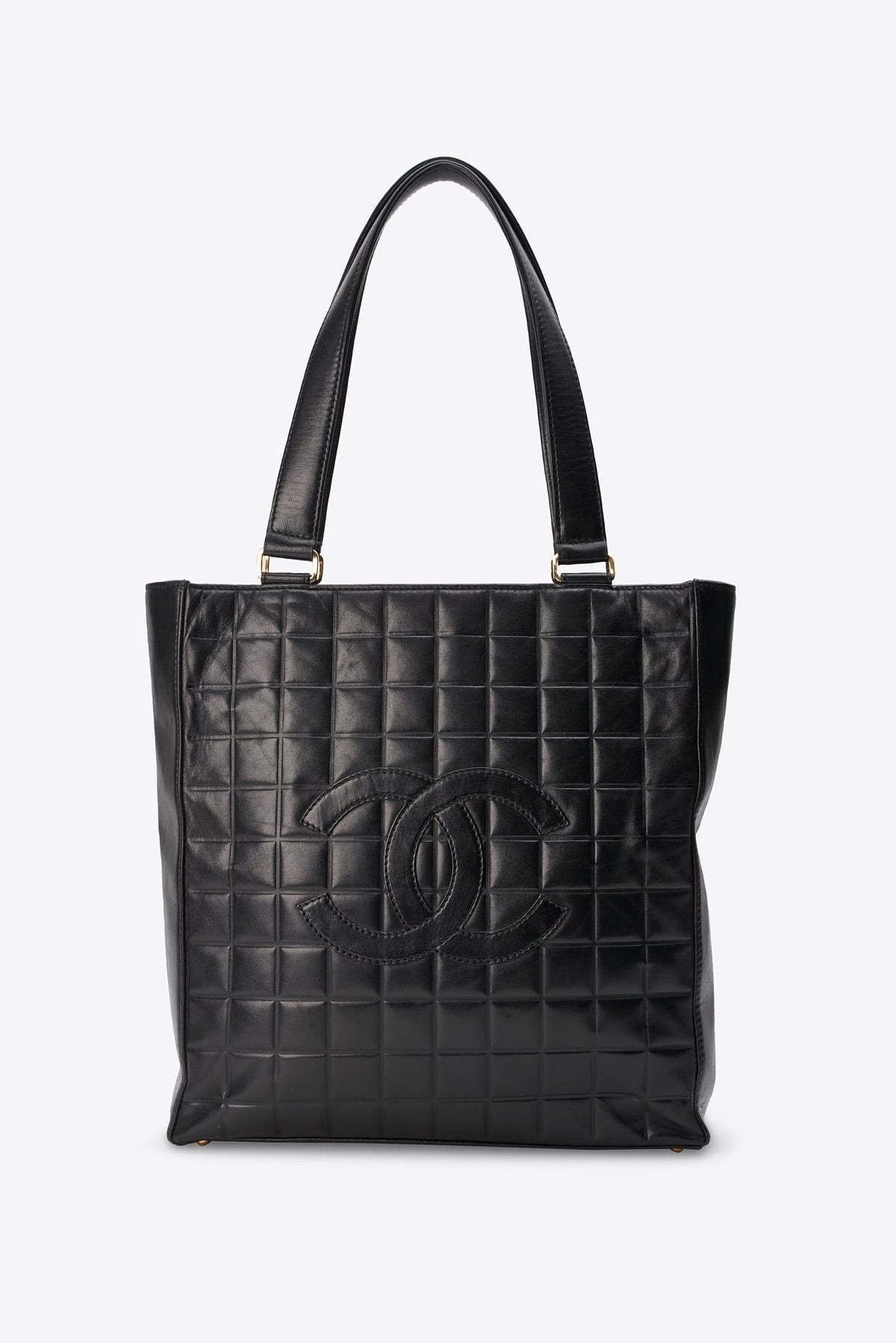 Vintage Chanel Black Leather CC Tote Bag 2000–2002