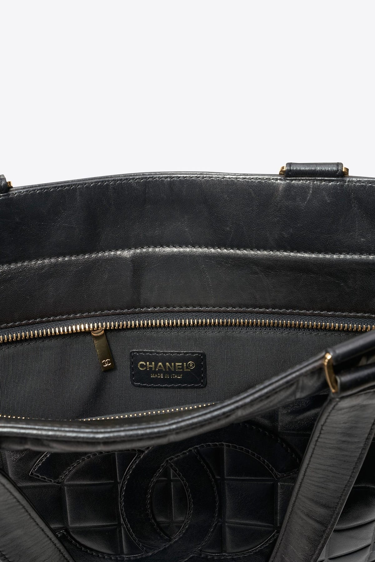 Vintage Chanel Black Leather CC Tote Bag 2000–2002