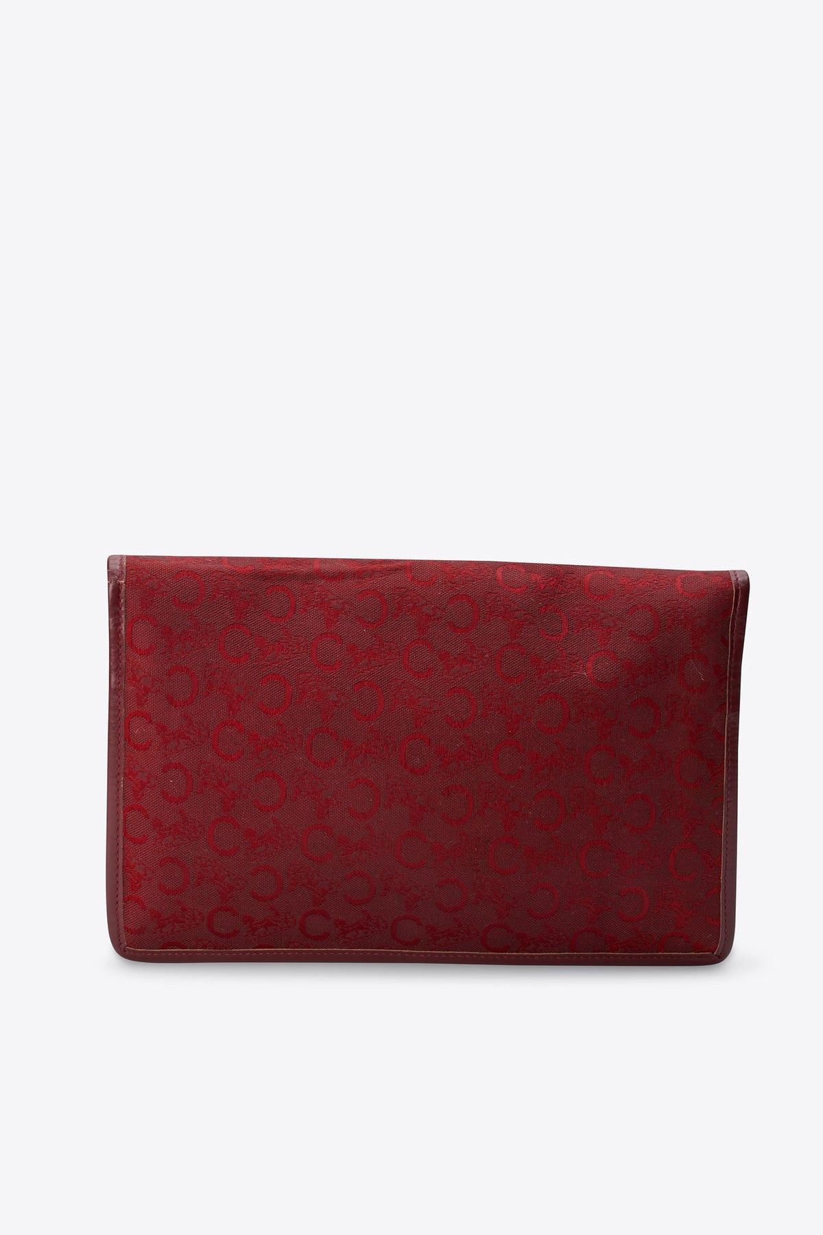 Vintage Celine Burgundy Monogram Canvas Clutch Bag