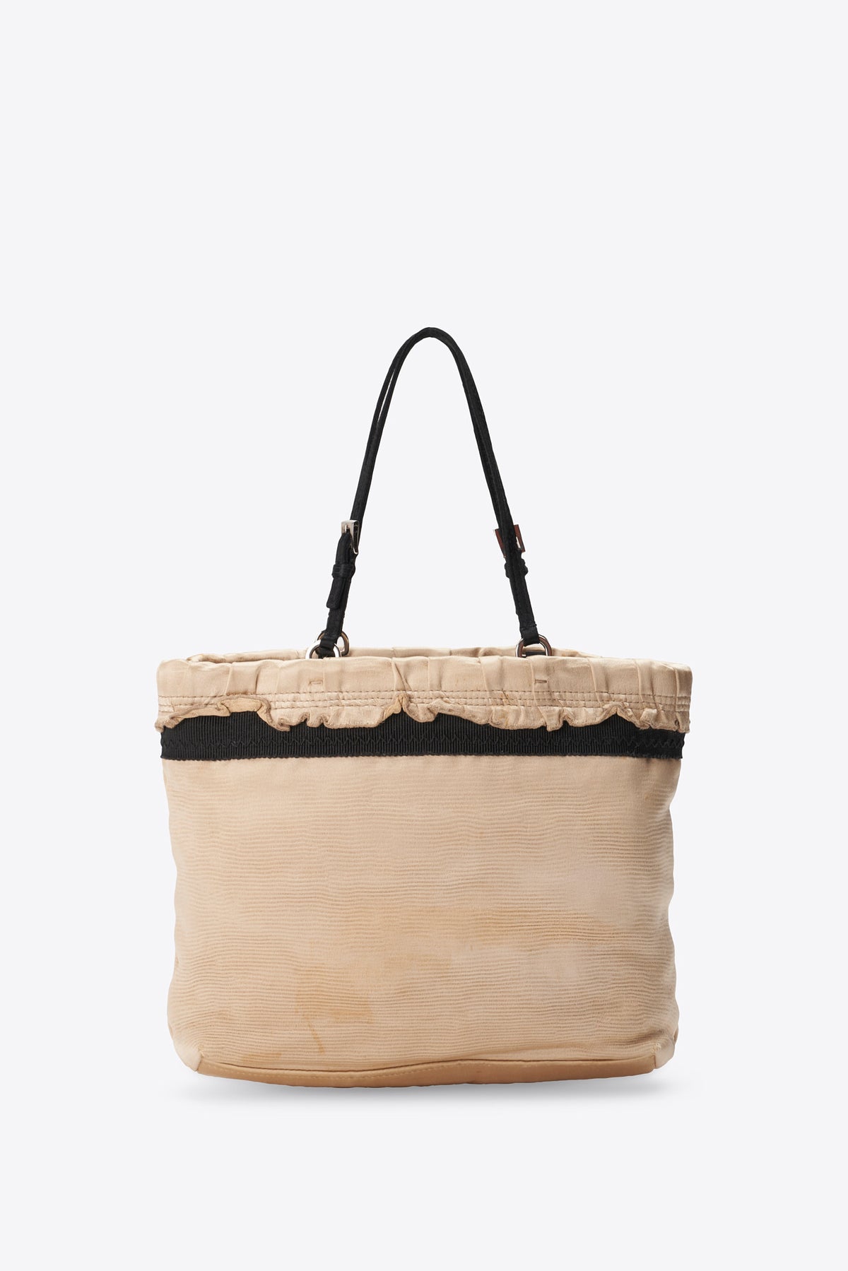 Vintage Prada Cream Satin Ruffled Shoulder Bag