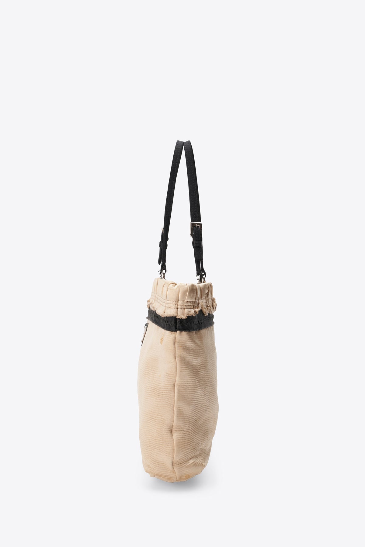 Vintage Prada Cream Satin Ruffled Shoulder Bag