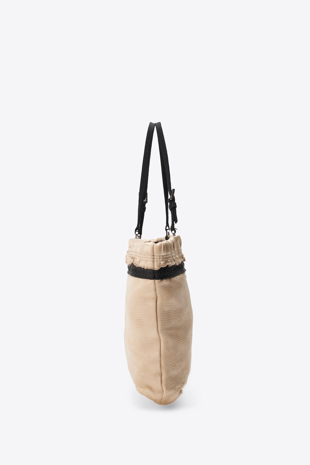 Vintage Prada Cream Satin Ruffled Shoulder Bag